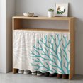 thumbnail image 5 of Coastal Corals Cabinet Dishwasher Hidden Curtains, Privacy Closet Door Curtain, Turquoise White Ocean Life Retro Beige Adhesive Dust Proof Under Sink Skirt for Bathroom Kitchen 35"x35", 5 of 8
