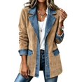 thumbnail image 2 of Hsovts Women's Faux Suede Blazer Jacket, Warm Comfort Notched Lapel Single Breasted Brown Faux Suede Leather Suit Jacket for Womens Casual Winter Coat Camel 2XL, 2 of 6