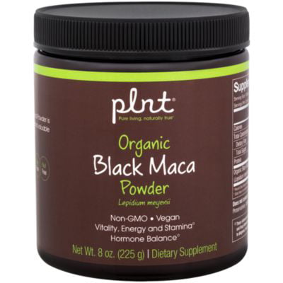 plnt Organic Black Maca Powder (Lepidium meyenii), Supports Energy, Stamina and Hormone Balance, Non GMO, Vegan (8 Ounces