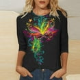 thumbnail image 3 of XMHJSMD 2024 Mardi Shirt for Women Carnival Themed Outfit Party Graphic 3/4 Sleeve Tunic Tops Crewneck Blouse Tshirt Women's Plus Size Tops (Blue,Xxxxl), 3 of 5