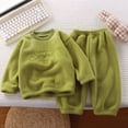 thumbnail image 3 of Winter Flannel Kids Sets Solid Warm Children Pajamas Sets Homewear Two-piece Set  for Baby Boys Girls Kids Boutique Clothes, 3 of 6