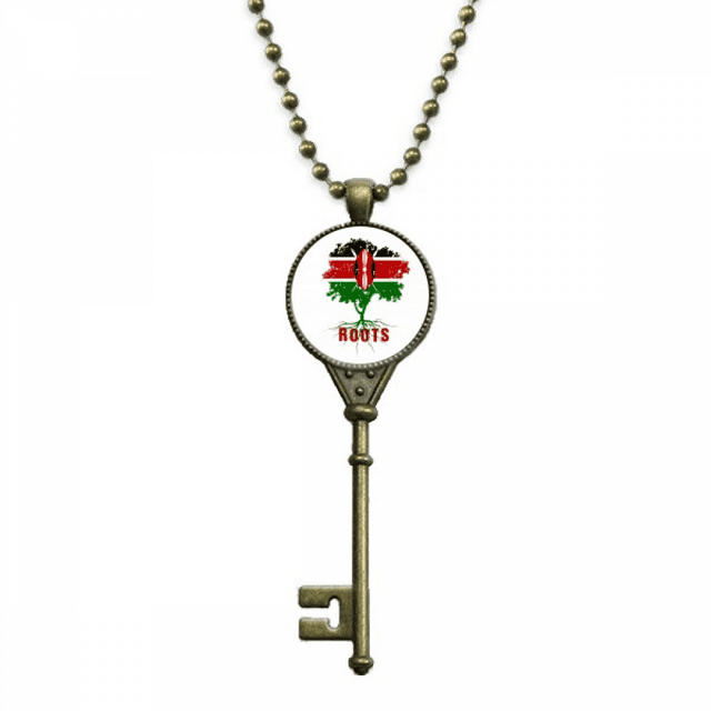 Flag Root Faly Kenya Art Déco Mode Collier Porte-Clés Pendentif Plateau Chaîne Ornée