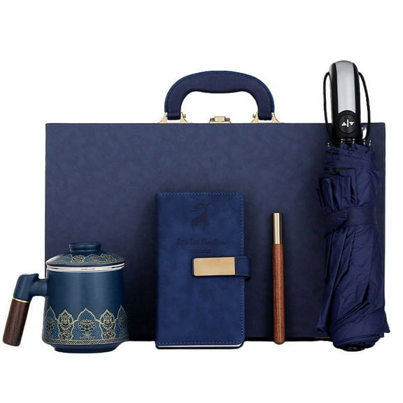 Luxury Business Gift Set - Premium Ceramic Tea Set, Pen, Notebook, and Umbrella - Practical and Elegant Gift for Men, Perfect for Father’s Day, Birthdays, and Corporate Gifts