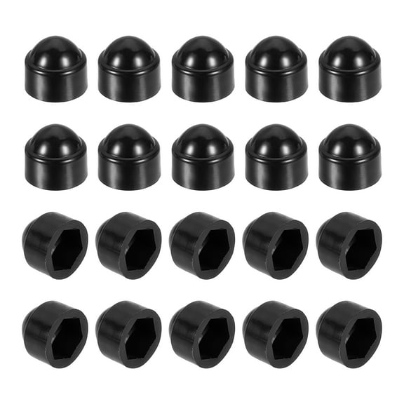 Uxcell Nut Protection Cap, 20Pcs M5x8x10mm - Plastic Hexagonal Screw Protection Cap, Dome Acorn Hex Head Bolt Covers (Black)