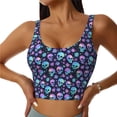 thumbnail image 2 of Lsque Blue Skull Flower Printed Women'S Sports Bra, Compression, Moisture Wicking, High-Impact Sports Bra For Women,Supportive sports bra-X-Large, 2 of 9