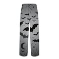 thumbnail image 4 of Domzest Mens Halloween Pajama Pants Pumpkin Ghost Bat Graphic Wide Leg Sleepwear Drawstring Elastic Waisted Funny Pj Bottoms Dark Gray L, 4 of 5