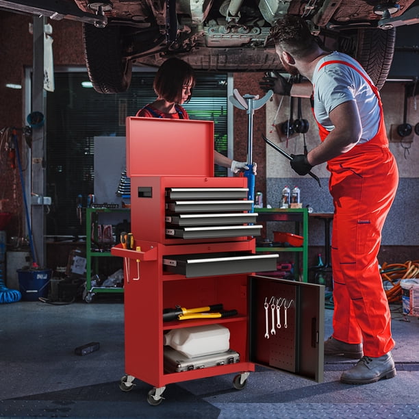 Costway 2 in 1 Tool Chest & Cabinet with 5 Sliding Drawers Rolling