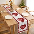 thumbnail image 3 of Red Valentine's Day Table Runner 36 Inches Long Farmhouse Dress Scarves, Love Heart Roses Romantic Dining Tablerunner for Coffee Table/Kitchen Island/Party Décor, Small 13" x 36", 3 of 8