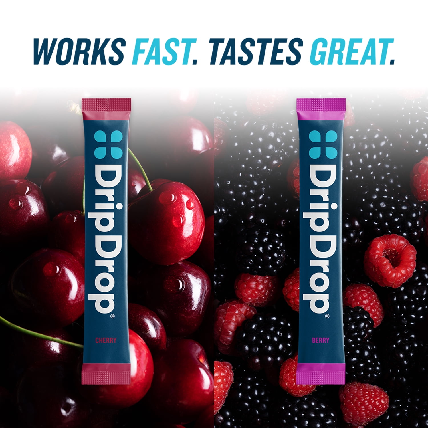 DripDrop Classic Fast Hydration - Cherry and Berry Electrolyte Powder Drink Mix, 10 Count