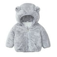 thumbnail image 1 of 1-6Y Girls Boys Cute Bear Ears Hoodies Jacket Little Child Winter Warm Snowsuit, 1 of 3