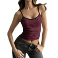 thumbnail image 2 of Women Y2K Stripe Print Camisole Spaghetti Strap Scoop Neck Tank Tops Aesthetic Sleeveless Crop Top Red XL, 2 of 7