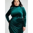 thumbnail image 3 of ELOQUII Women's Plus Size Mock Neck Velvet Dress With Slit, 3 of 4