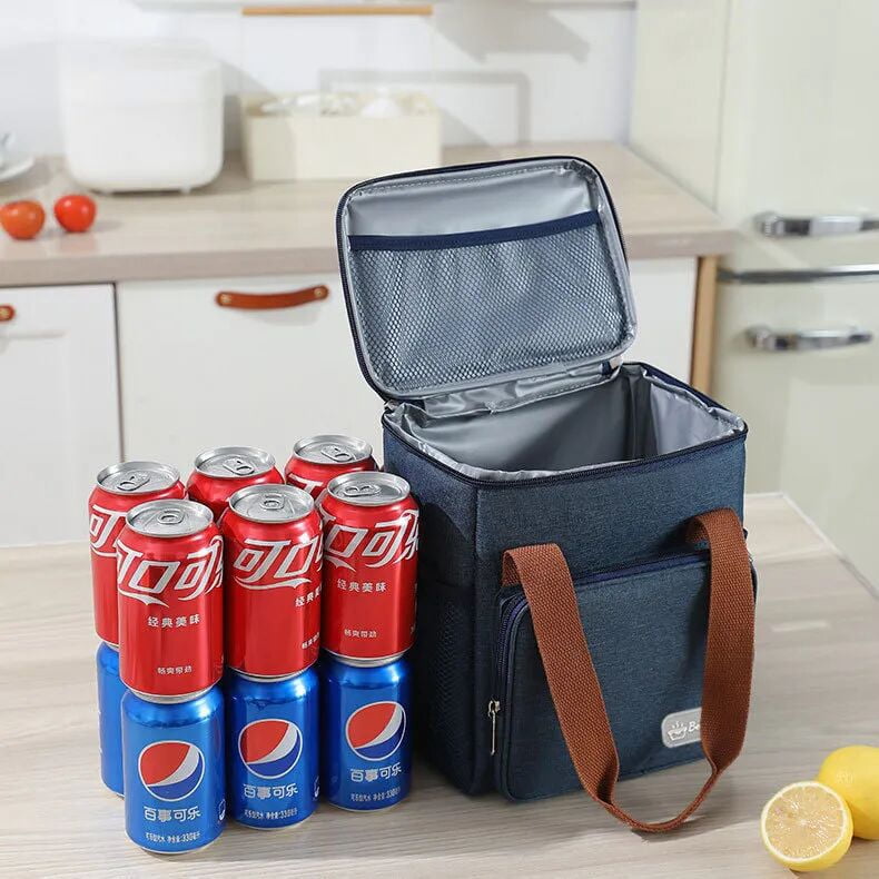Agoplee Insulated Lunch Box for Men/Women, Leakproof Lunchbox for Work Office Picnic Beach - Freezable Lunch Cooler Bag with Adjustable Shoulder Strap - Blue