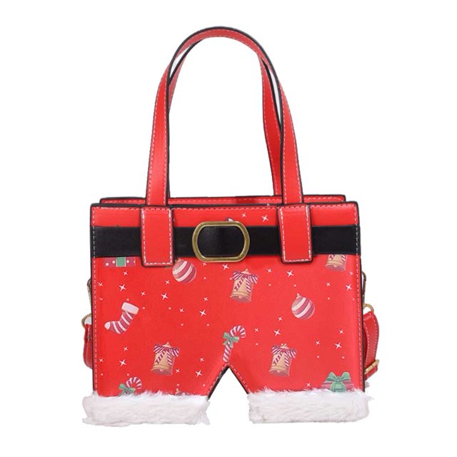 Bolso bandolera de PU creativo de Santa Pants de gran capacidad para Navidad (tipo campana)
