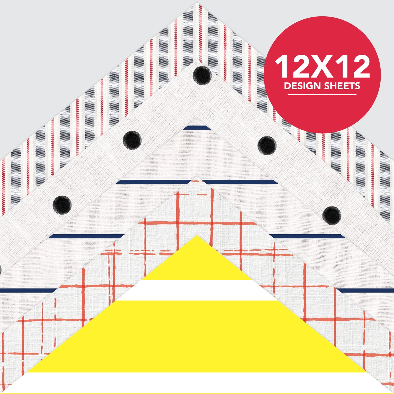 Roobee by Mara Mi Stripes and Dots Scrapbook Paper- 12" x 12" - 24 lb/ 110 GSM, 50 sheets
