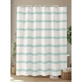 thumbnail image 4 of Fsddascl Aqua Striped Shower Curtain Set - 36" x 78" Washable Bathtub Curtain with 12 Hooks, Rustic Teal Stripe Modern Art Beige Waterproof Fabric Stall Shower Curtains for Bathroom/Bathtub Décor, 4 of 6