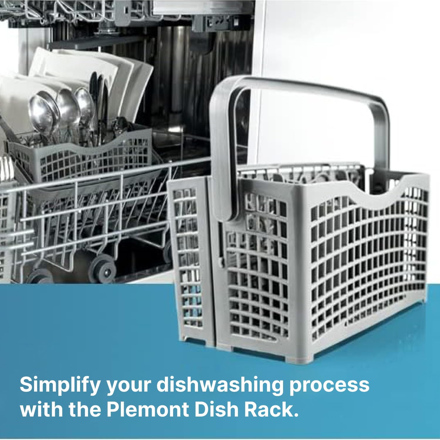 Plemont Original cutlery basket for the dishwasher | Dimensions 9x 3.5 & 2x 5.5in | Dishwasher basket with 2 in 1 solution | silverware basket for dishwasher with heat -resistant plastic