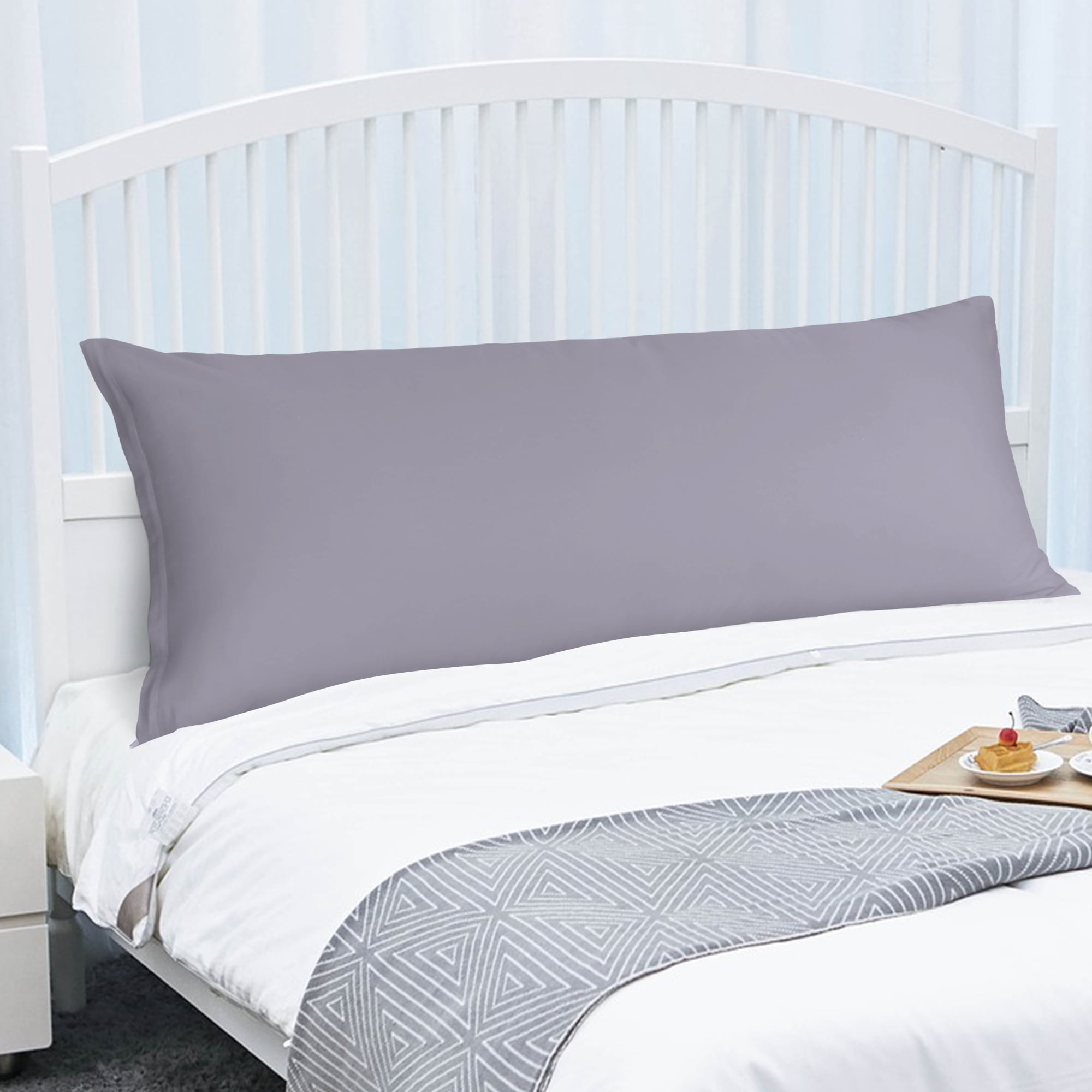 Unique Bargains Egyptian Cotton Zipper Long Body Pillow Cover Pale Purple 20" x 48"