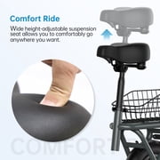SISIGAD Electric Scooter with Seat for Adults, 500W Peak Motor, 36V 7.8Ah Battery, 20 Miles Range, E Scooter with Large Basket, UL2272