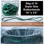 Long Rubber Bands, 14" x 1/4", Green, Industrial Strength, Pack of 10