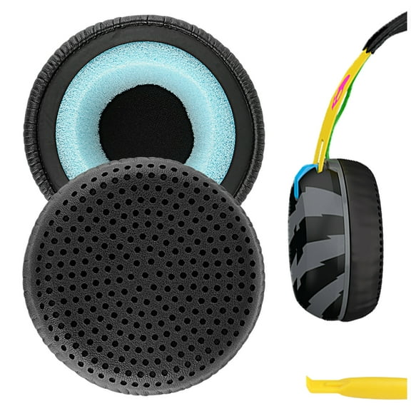 Geekria QuickFit Replacement Ear Pads for Skullcandy Grind Bluetooth Wireless Headphones Ear Cushions, Repair Parts (Black)
