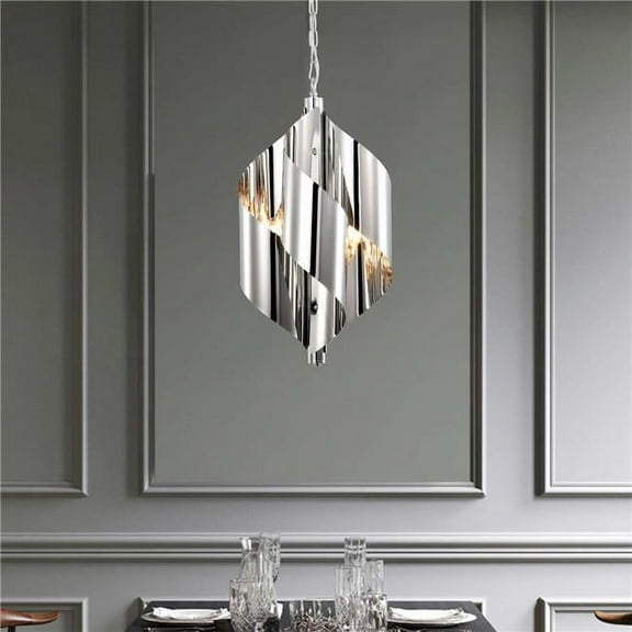 Ruzha 12 in. 4-Light Indoor Chrome and Silver Finish Pendant Light with Light Kit