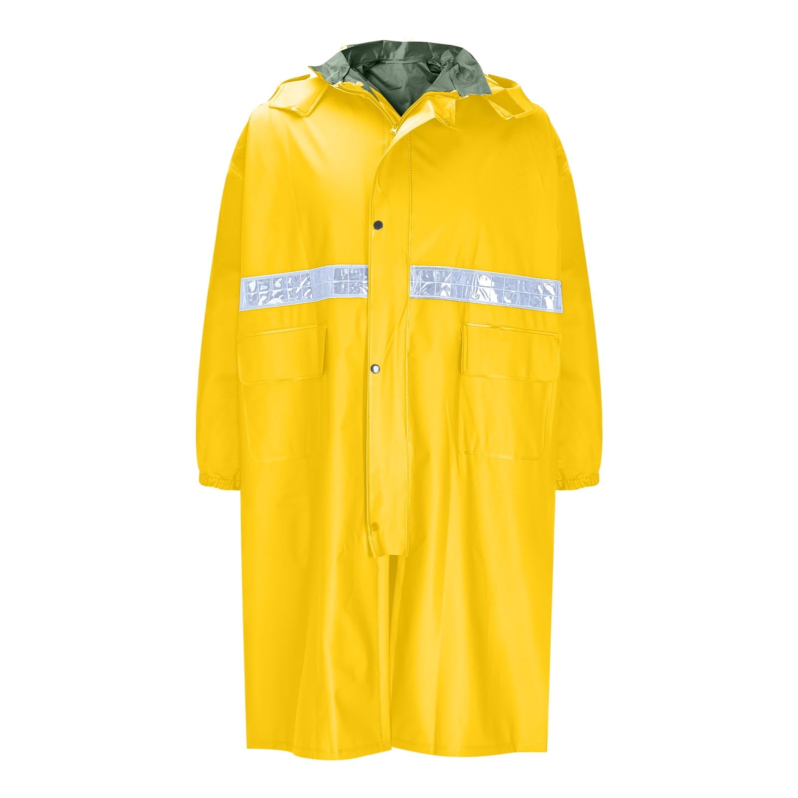 Men's Classic Raincoat PVC Waterproof Hi Vis Reflective Long Rain