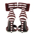 thumbnail image 5 of FSJ Women Fashion Round Open Toe Stripes Strappy Sandals Stiletto High Heel Ankle Strap Buckle Wedding Party Pumps Shoes Size 10.5 Red, 5 of 5