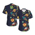 thumbnail image 3 of Goofa Space Pattern Women's Slim-Fit Short-Sleeve V-Neck T-Shirt,Classic-Fit Short-Sleeve V-Neck T-Shirt-X-Large, 3 of 5