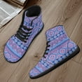 thumbnail image 3 of Psesaysky High-top Barefoot Shoes with Blue Tribal Stripes Leather Barefoot Shoes for Women Water-Resistant Sneakers, 3 of 7