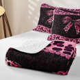 thumbnail image 4 of spefrowx Leopard Print Bow Print Twin Quilt Set for Women, Black Pink Polkadot Twin Coverlet Set, 2pcs, 4 of 7