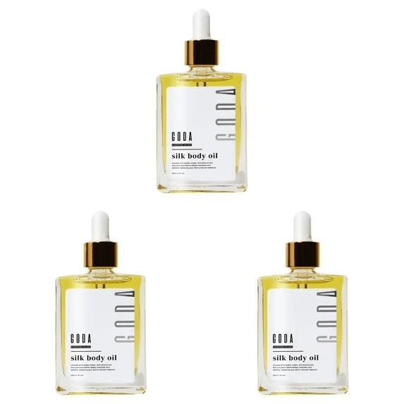 GODA Aceite Corporal de Seda para Mujer - Fórmula Hidratante Reafirmante Antiedad, Piel Arrugada Hidratante Después de la Ducha, Organizadores de Maquillaje para Uso en Casa 3 Pzas