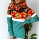 thumbnail image 4 of Mujeres moda casual bufanda cuello tribu impreso manga larga sudadera tops blusa Fridja nalpqowj2785, 4 of 6