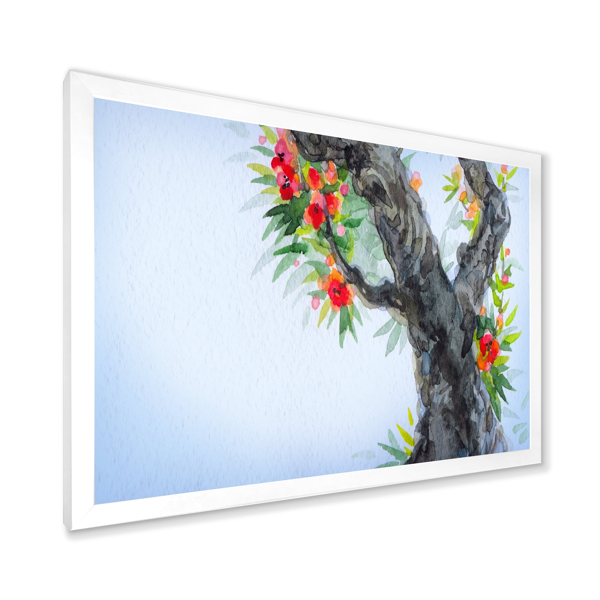 Blooming Flowers Of An Old Tree In Spring I 32 in x 16 in Framed Painting Canvas Art Print, by Designart
