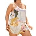 thumbnail image 2 of Okbop Athletic Shorts for Women Summer Ladies Spring Large Size Backless Suspender Nightdress Female Print Shorts Two-piece Set Loose Sexy Home Clothes Long Shorts Yellow XXXL(14), 2 of 9