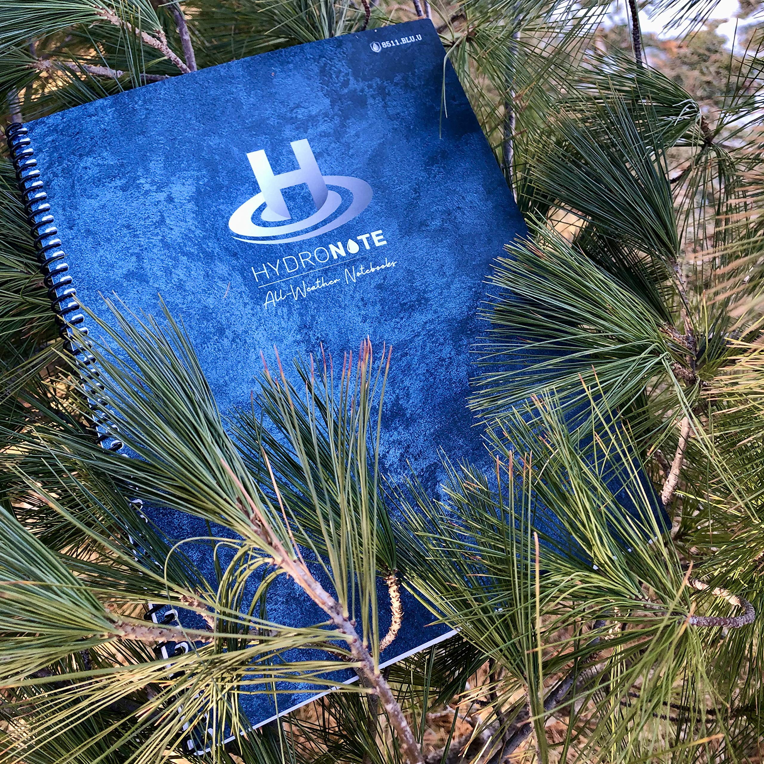 Hydronote Waterproof Side Spiral Notebook, Universal Page Pattern 11 x 8.75 x 0.5 (Hydro-Blue)