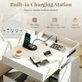 thumbnail image 4 of Gymax Nightstand w/ Charging Station Drawer & Sliding Top Storage Tray Open Shelves White, 4 of 10