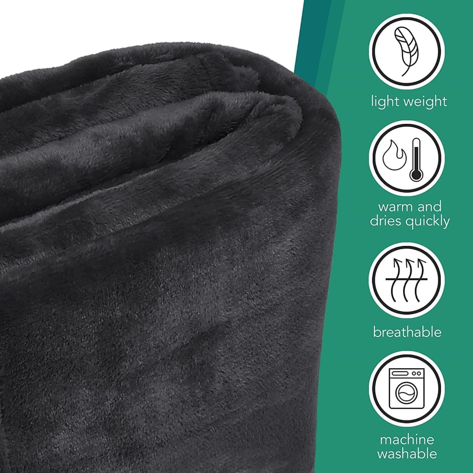 24 pack Trail maker Plush 60”L x 50”W Lightweight Microfiber Sherpa Adult Throw Blankets in Black