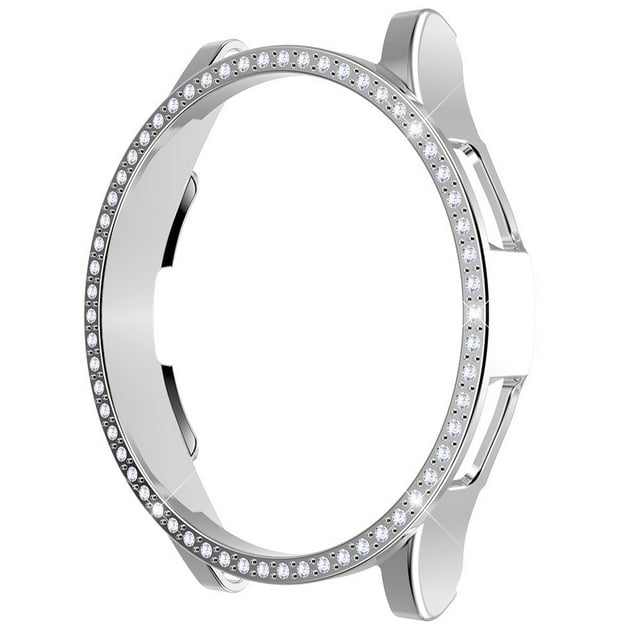 Watch Case Protector for Samsung Galaxy Watch 4 Classic 46mm 42mm, Bling Crystal Rhinestone Watch Cover No Screen Film, Plated Hard Frame for Girl Women -silver