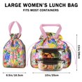 thumbnail image 5 of Pioneer Flower Drawstring Lunch Bag Women - Drawstring Lunch Bag Insulated for Work Office - Stain-Resistant Large Lunchbags for Women with Multi-Pockets, 5 of 6
