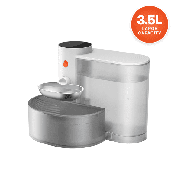 BOOTEELY Wireless Cat Water Fountain No Filter, Rechargeable Stainless Steel Automatic Pet Water Dispenser for Cats Small Dogs, 3.5L/118oz,White