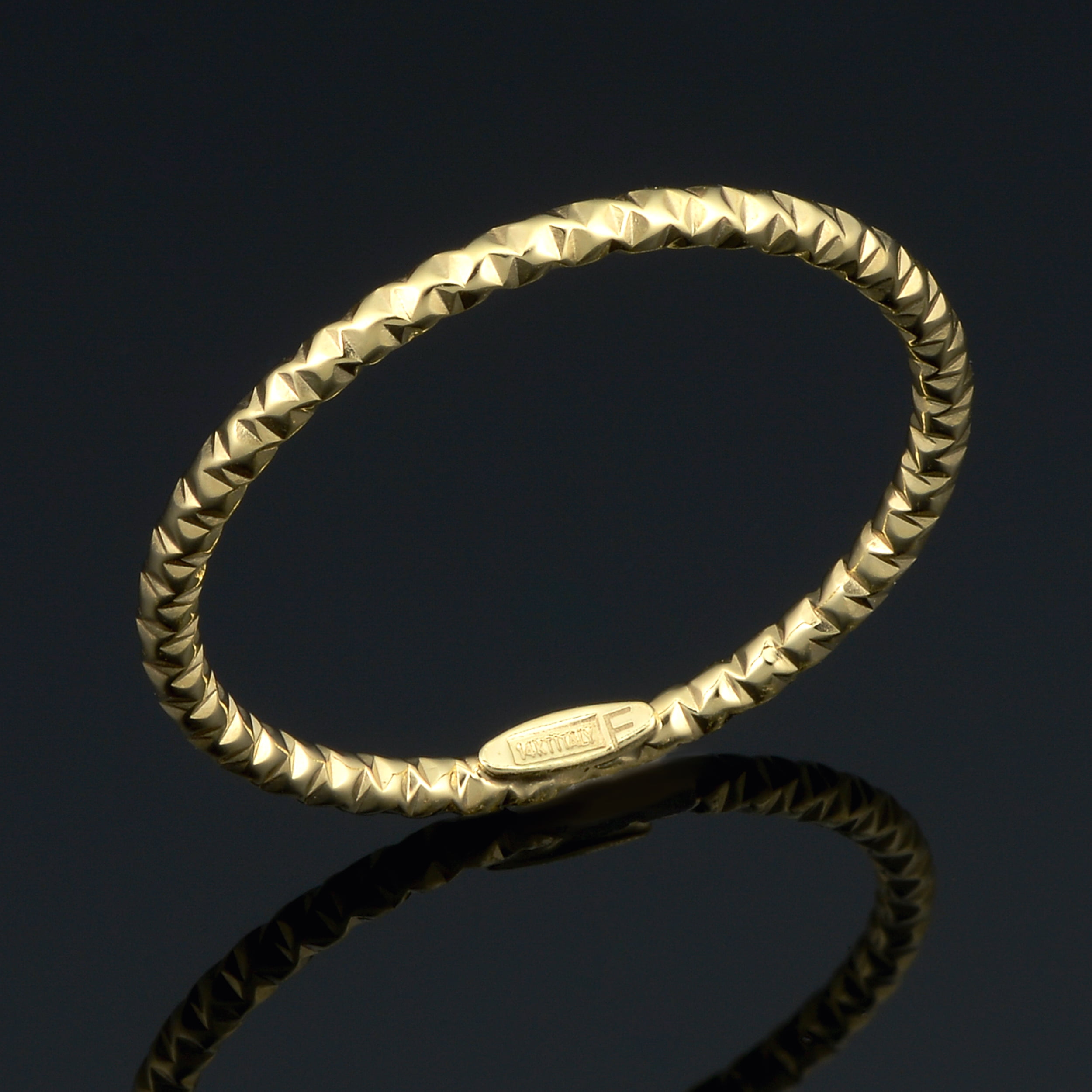 KoolJewelry 14k Gold Minimalist Diamond-cut Band Knuckle Stacking Midi Ring