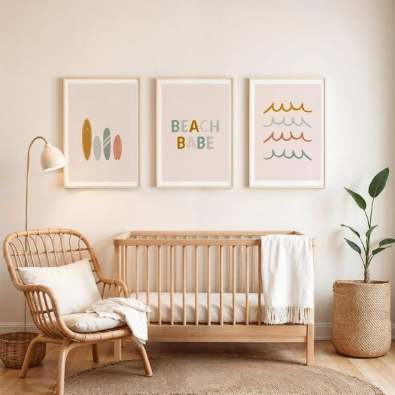 Luvia Set Of 3 Surf Beach Prints, Gallery Wall Set, Girls Room Decor, Playroom Decor, Beach Nursery Decor, Boho Girl Room, Neutral Nursery, Modern Wall Decor Set 3 Prints 8x12 UNFRAMED