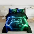 thumbnail image 2 of Castle Fairy Twin 2-Piece Teens Green Blue Gamepads Abstract Lightning Comforter Set, 2 of 8