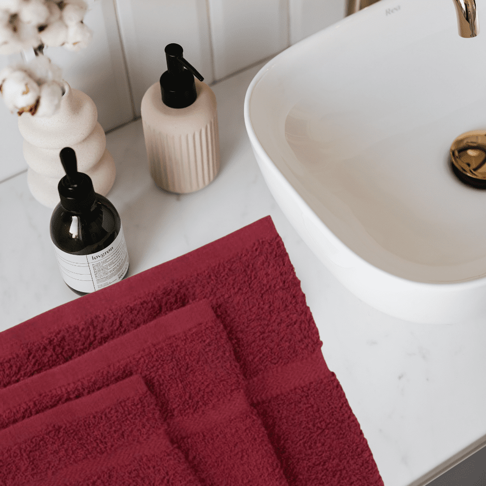 Linteum Textile Burgundy 12 Pack Luxury Hand Towel - 16x27 Inches, Premium 100% Cotton, Ultra-Soft and Highly Absorbent Towels for Bathrooms, Gyms, Showers, Hotels, and Spas
