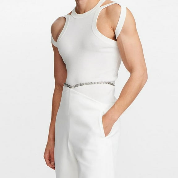 Tank Tops Men, Men's Knit Sleeveless Tank Tops Cut Out Asymmetrical Strappy Clubwear Shirts Vests