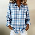 thumbnail image 4 of NominalSnug Womens Shirts Button down Long Sleeve Plaid Shirt Lightweight Business Casual Blouse Top, 4 of 8