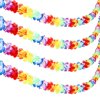 Jovitec Multicolor Tropical Flower Lei Garland Flower Leaves Banner for Hawaiian Luau Decorations (Style A, 4 Pack)