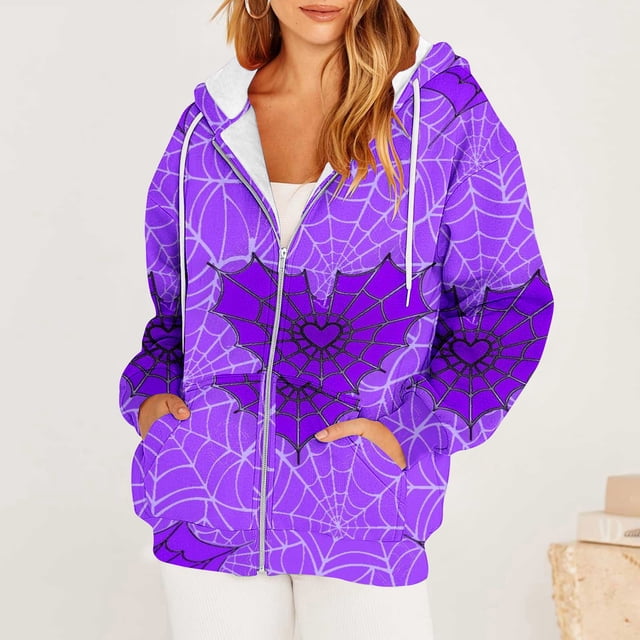 Chandails à Capuche Zippés pour Femmes Rabais de 50 % en Liquidation Blouse Imprimée Mode Hauts à Manches Longues Chandail Poches à Capuche