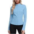 thumbnail image 2 of Yotami Plus Size Sun Jackets for Women Long Sleeve Zipper Summer Hiking Hooded Jacket for Vacation UPF 50+ Lightweight Shirt Light Blue XXL, 2 of 5